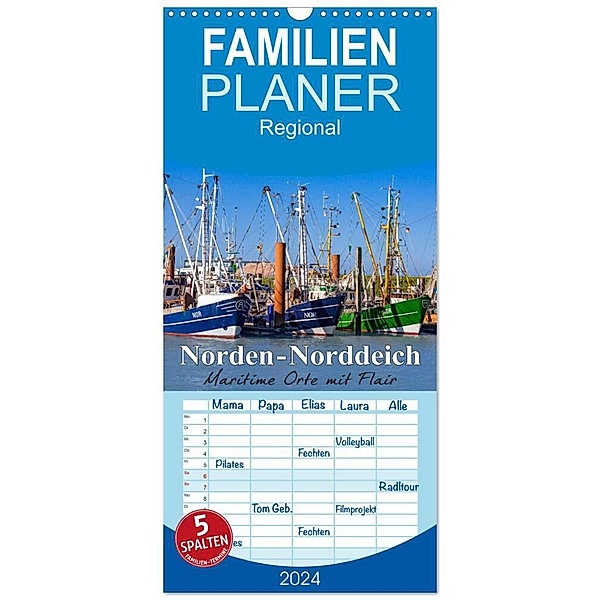 Familienplaner 2024 - Norden-Norddeich. Maritime Orte mit Flair mit 5 Spalten (Wandkalender, 21 x 45 cm) CALVENDO, Andrea Dreegmeyer