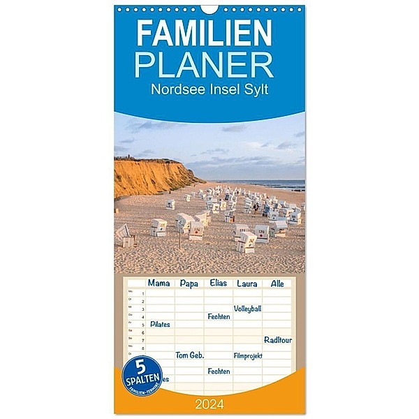 Familienplaner 2024 - Nordsee Insel Sylt mit 5 Spalten (Wandkalender, 21 x 45 cm) CALVENDO, Dietmar Scherf