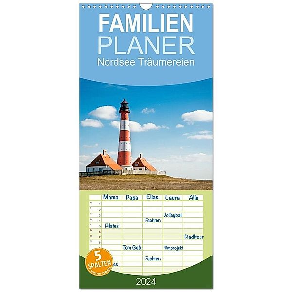 Familienplaner 2024 - Nordsee Träumereien mit 5 Spalten (Wandkalender, 21 x 45 cm) CALVENDO, Wolfgang Zwanzger