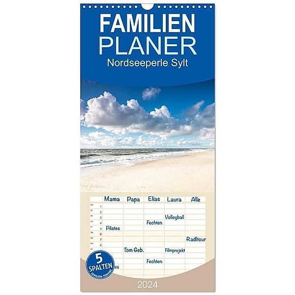 Familienplaner 2024 - Nordseeperle Sylt mit 5 Spalten (Wandkalender, 21 x 45 cm) CALVENDO, Calvendo