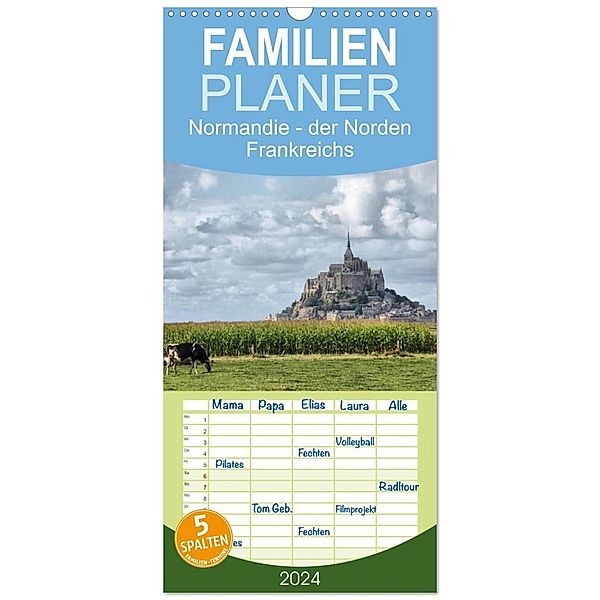 Familienplaner 2024 - Normandie - der Norden Frankreichs mit 5 Spalten (Wandkalender, 21 x 45 cm) CALVENDO, Carina Hartmann