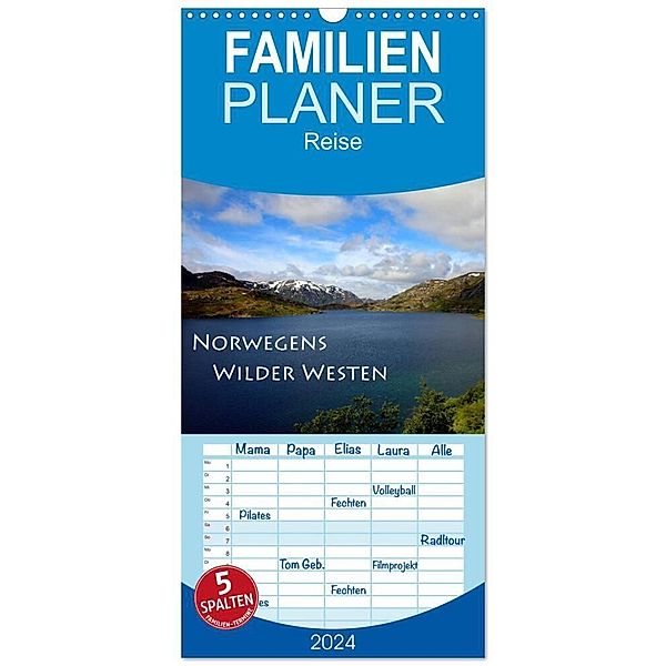 Familienplaner 2024 - Norwegens Wilder Westen mit 5 Spalten (Wandkalender, 21 x 45 cm) CALVENDO, Helene Seidl