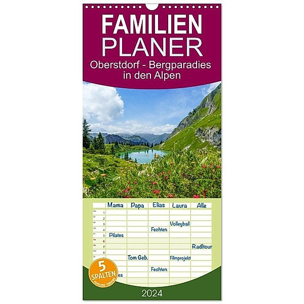 Familienplaner 2024 - Oberstdorf - Bergparadies in den Alpen mit 5 Spalten (Wandkalender, 21 x 45 cm) CALVENDO, Thorsten Kleinfeld