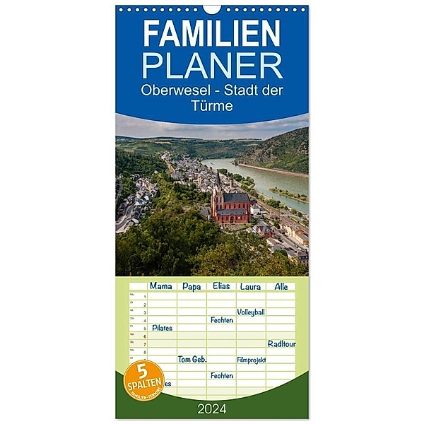 Familienplaner 2024 - Oberwesel - Stadt der Türme mit 5 Spalten (Wandkalender, 21 x 45 cm) CALVENDO, Erhard Hess