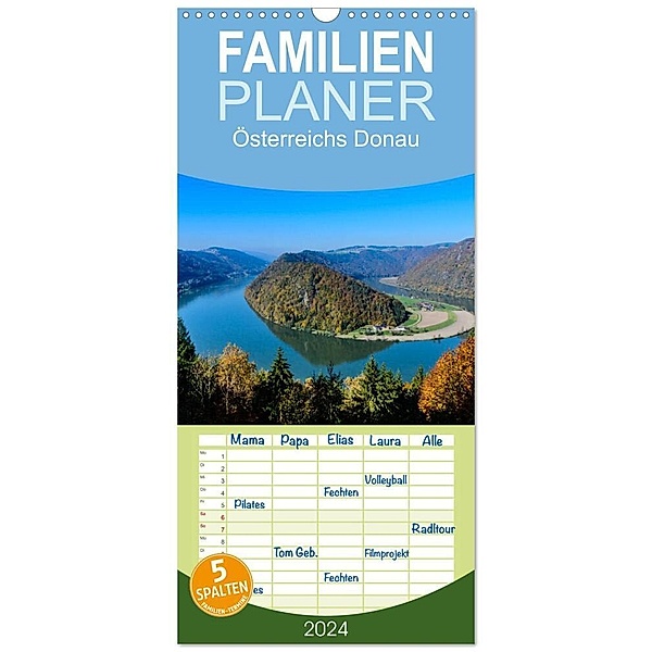 Familienplaner 2024 - Österreichs Donau mit 5 Spalten (Wandkalender, 21 x 45 cm) CALVENDO, Wolfgang Simlinger