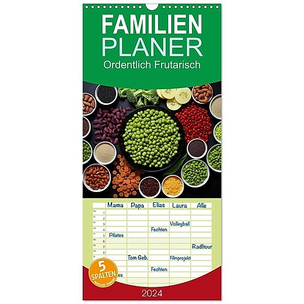 Familienplaner 2024 - Ordentlich Frutarisch mit 5 Spalten (Wandkalender, 21 x 45 cm) CALVENDO, Kerstin Waurick