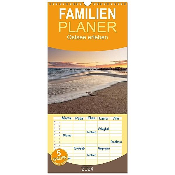 Familienplaner 2024 - Ostsee erleben mit 5 Spalten (Wandkalender, 21 x 45 cm) CALVENDO, Nordbilder