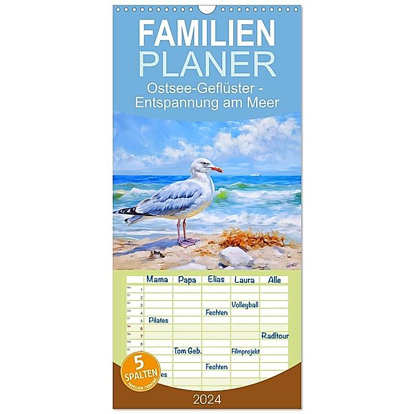 Familienplaner 2024 - Ostsee-Geflüster - Entspannung am Meer mit 5 Spalten (Wandkalender, 21 x 45 cm) CALVENDO, Calvendo, Anja Frost