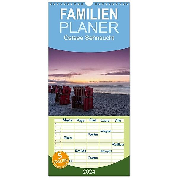 Familienplaner 2024 - Ostsee Sehnsucht mit 5 Spalten (Wandkalender, 21 x 45 cm) CALVENDO, Katja Xenikis