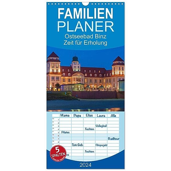 Familienplaner 2024 - Ostseebad Binz - Zeit für Erholung mit 5 Spalten (Wandkalender, 21 x 45 cm) CALVENDO, Gunter Kirsch