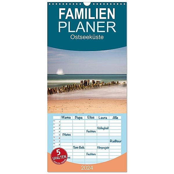 Familienplaner 2024 - Ostseeküste mit 5 Spalten (Wandkalender, 21 x 45 cm) CALVENDO, Calvendo