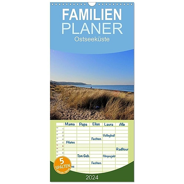 Familienplaner 2024 - Ostseeküste mit 5 Spalten (Wandkalender, 21 x 45 cm) CALVENDO, Ralf Thomsen