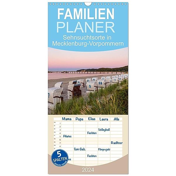 Familienplaner 2024 - OSTSEEKÜSTE Sehnsuchtsorte in Mecklenburg-Vorpommern mit 5 Spalten (Wandkalender, 21 x 45 cm) CALVENDO, Werner Dieterich