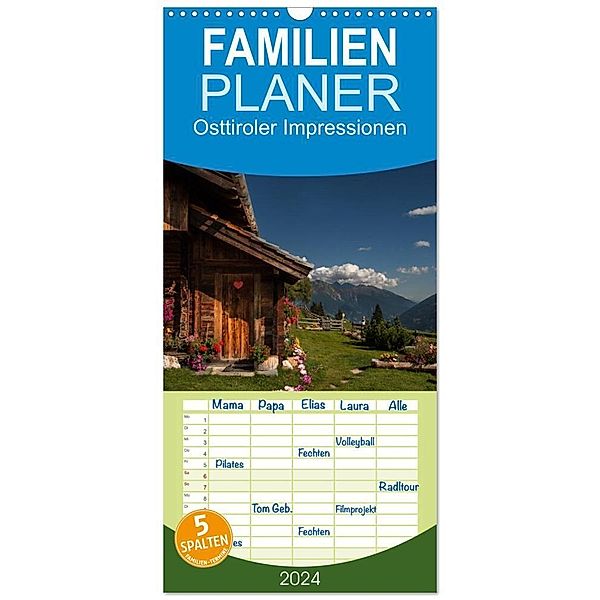 Familienplaner 2024 - Osttiroler Impressionen mit 5 Spalten (Wandkalender, 21 x 45 cm) CALVENDO, Axel Matthies