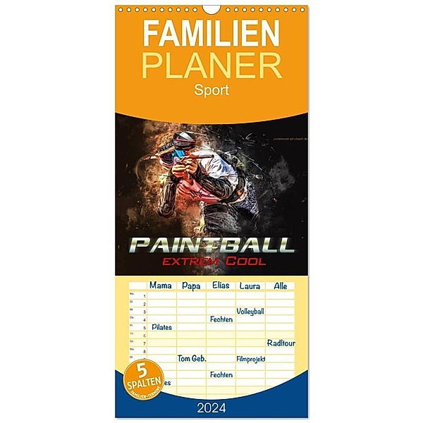 Familienplaner 2024 - Paintball - extrem cool mit 5 Spalten (Wandkalender, 21 x 45 cm) CALVENDO, Peter Roder