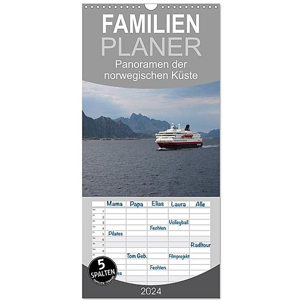 Familienplaner 2024 - Panoramen der norwegischen Küste mit 5 Spalten (Wandkalender, 21 x 45 cm) CALVENDO, Ingrid Lacher