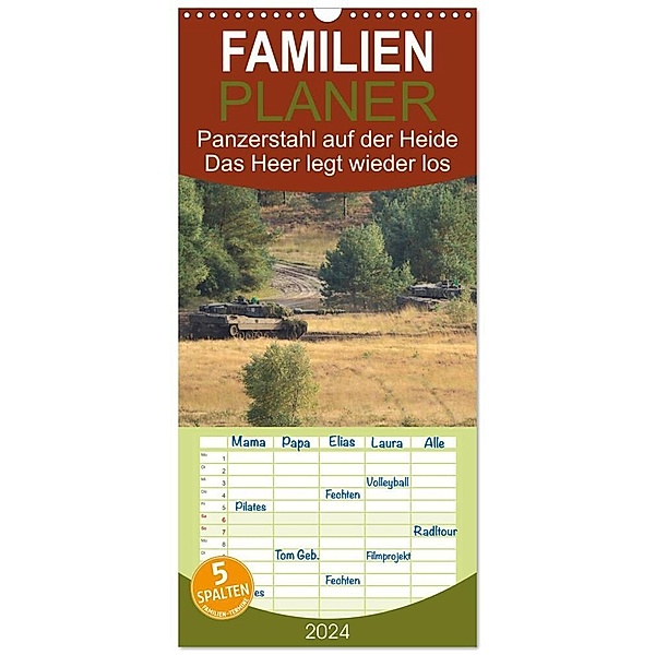 Familienplaner 2024 - Panzerstahl auf der Heide - Das Heer legt wieder los mit 5 Spalten (Wandkalender, 21 x 45 cm) CALVENDO, Hoschie Media