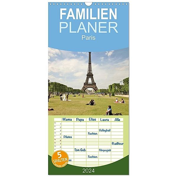 Familienplaner 2024 - Paris mit 5 Spalten (Wandkalender, 21 x 45 cm) CALVENDO, ViennaFrame