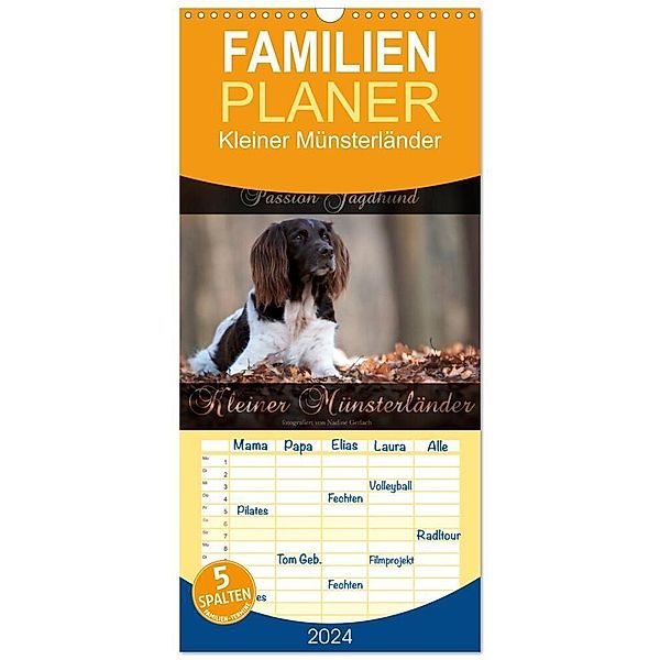 Familienplaner 2024 - Passion Jagdhund - Kleiner Münsterländer mit 5 Spalten (Wandkalender, 21 x 45 cm) CALVENDO, Nadine Gerlach