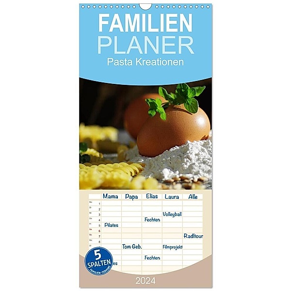 Familienplaner 2024 - Pasta Kreationen mit 5 Spalten (Wandkalender, 21 x 45 cm) CALVENDO, Tanja Riedel