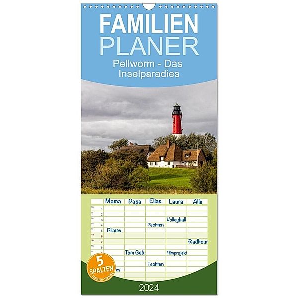 Familienplaner 2024 - Pellworm - Das Inselparadies mit 5 Spalten (Wandkalender, 21 x 45 cm) CALVENDO, AkremaFotoArt