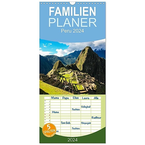 Familienplaner 2024 - Peru 2024 mit 5 Spalten (Wandkalender, 21 x 45 cm) CALVENDO, Andy Grieshober