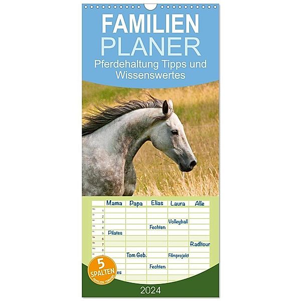 Familienplaner 2024 - Pferdehaltung Tipps und Wissenswertes mit 5 Spalten (Wandkalender, 21 x 45 cm) CALVENDO, Meike Bölts