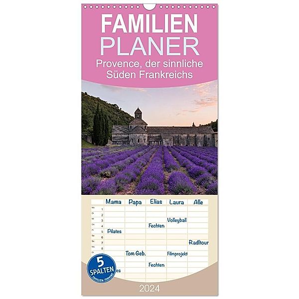 Familienplaner 2024 - Provence, der sinnliche Süden Frankreichs mit 5 Spalten (Wandkalender, 21 x 45 cm) CALVENDO, Joana Kruse