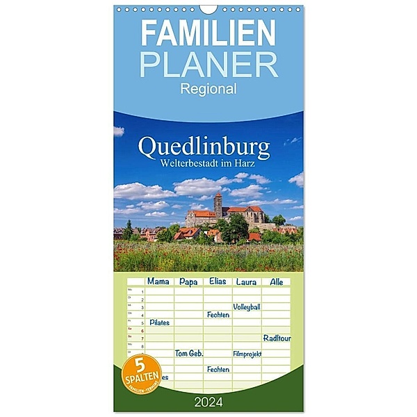 Familienplaner 2024 - Quedlinburg - Welterbestadt im Harz mit 5 Spalten (Wandkalender, 21 x 45 cm) CALVENDO, LianeM