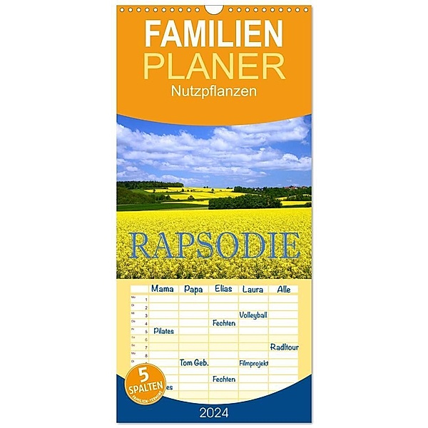 Familienplaner 2024 - Rapsodie mit 5 Spalten (Wandkalender, 21 x 45 cm) CALVENDO, Hans Pfleger