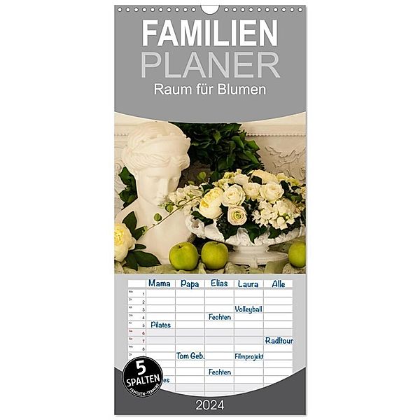 Familienplaner 2024 - Raum für Blumen mit 5 Spalten (Wandkalender, 21 x 45 cm) CALVENDO, Simone Meyer