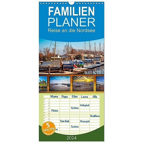 Familienplaner 2024 - Reise an die Nordsee - Weltnaturerbe Wattenmeer, immer an der Küste lang mit 5 Spalten (Wandkalender, 21 x 45 cm) CALVENDO, Peter Roder