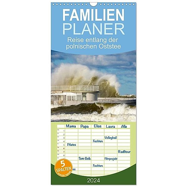 Familienplaner 2024 - Reise entlang der polnischen Oststee mit 5 Spalten (Wandkalender, 21 x 45 cm) CALVENDO, Oliver Nowak