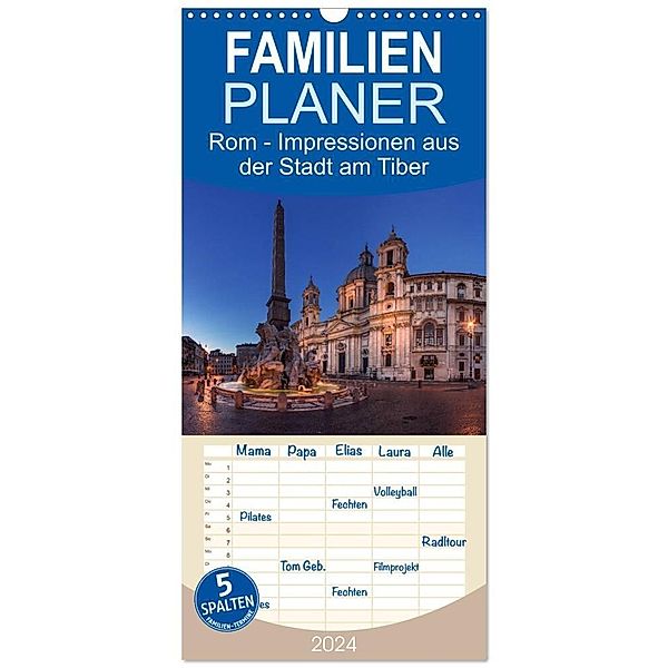 Familienplaner 2024 - Rom - Impressionen aus der Stadt am Tiber mit 5 Spalten (Wandkalender, 21 x 45 cm) CALVENDO, Jean Claude Castor I 030mm-photography