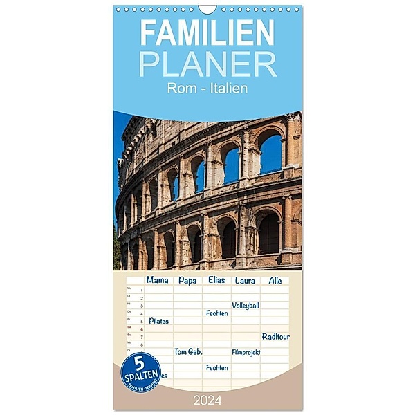 Familienplaner 2024 - Rom-Italien mit 5 Spalten (Wandkalender, 21 x 45 cm) CALVENDO, Gunter Kirsch