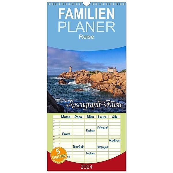 Familienplaner 2024 - Rosengranit-Küste mit 5 Spalten (Wandkalender, 21 x 45 cm) CALVENDO, LianeM