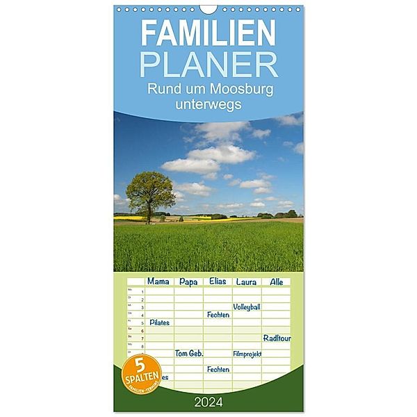 Familienplaner 2024 - Rund um Moosburg unterwegs mit 5 Spalten (Wandkalender, 21 x 45 cm) CALVENDO, Dr. Brigitte Deus-Neumann