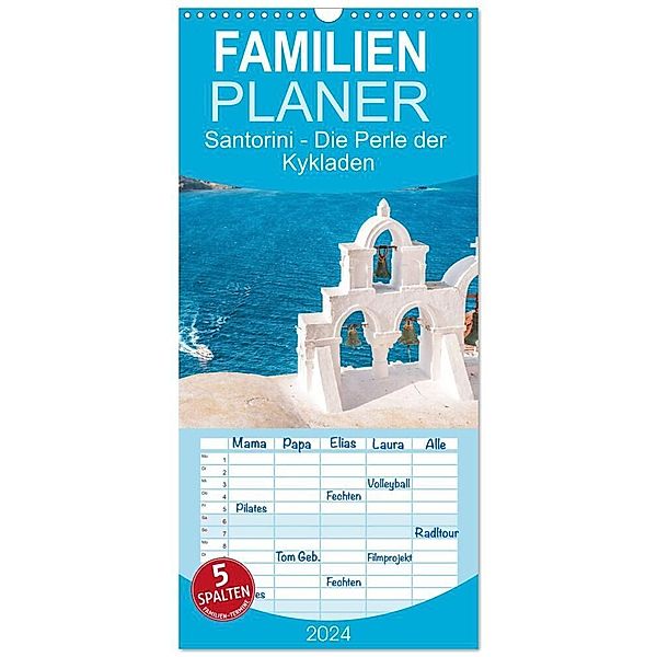 Familienplaner 2024 - Santorini - Die Perle der Kykladen mit 5 Spalten (Wandkalender, 21 x 45 cm) CALVENDO, Thomas / Jastram, Elisabeth Jastram