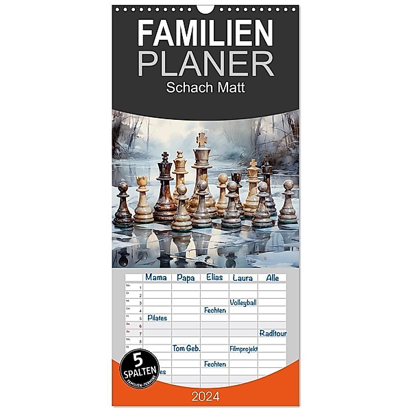 Familienplaner 2024 - Schach Matt mit 5 Spalten (Wandkalender, 21 x 45 cm) CALVENDO, Cathrin Illgen
