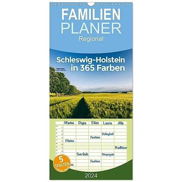 Familienplaner 2024 - Schleswig-Holstein in 365 Farben mit 5 Spalten (Wandkalender, 21 x 45 cm) CALVENDO, Thomas Jansen