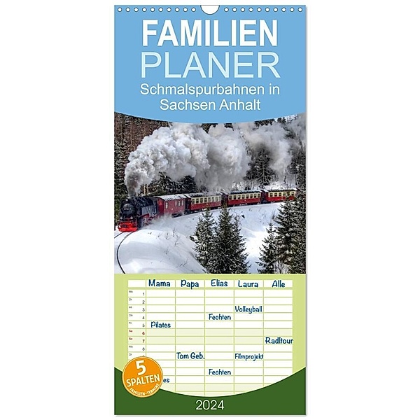 Familienplaner 2024 - Schmalspurbahnen in Sachsen Anhalt mit 5 Spalten (Wandkalender, 21 x 45 cm) CALVENDO, Steffen Gierok