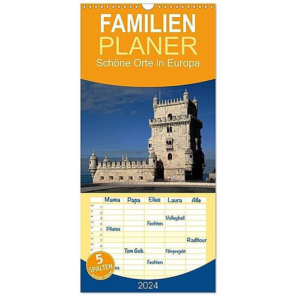 Familienplaner 2024 - Schöne Orte in Europa mit 5 Spalten (Wandkalender, 21 x 45 cm) CALVENDO, Beate Bussenius