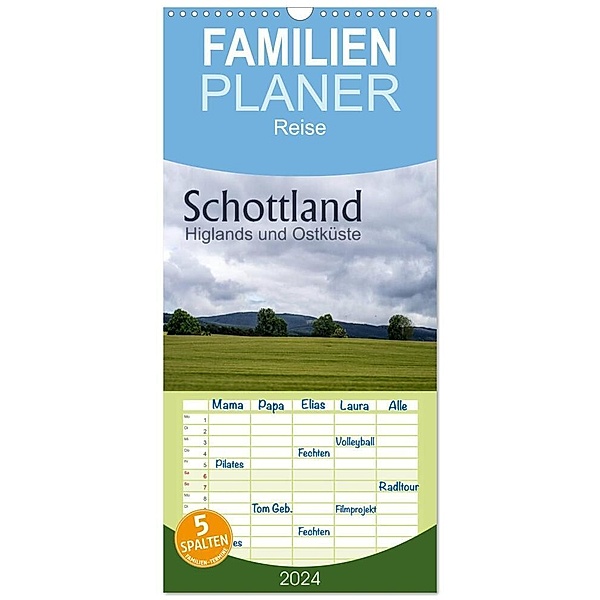Familienplaner 2024 - Schottland Highlands und Ostküste mit 5 Spalten (Wandkalender, 21 x 45 cm) CALVENDO, Christiane calmbacher