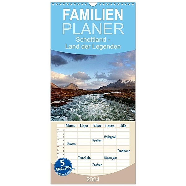 Familienplaner 2024 - Schottland - Land der Legenden mit 5 Spalten (Wandkalender, 21 x 45 cm) CALVENDO, Martina Cross