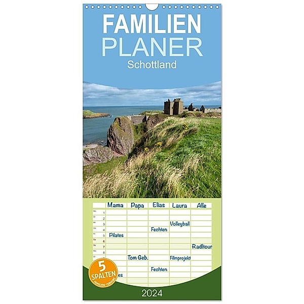 Familienplaner 2024 - Schottland mit 5 Spalten (Wandkalender, 21 x 45 cm) CALVENDO, Frauke Scholz