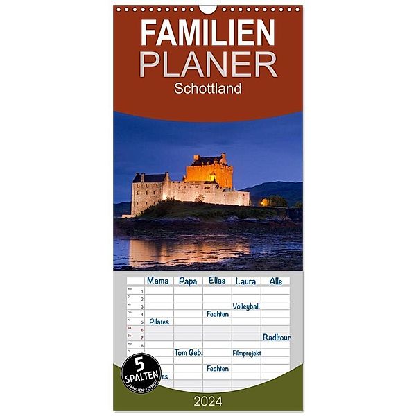 Familienplaner 2024 - Schottland mit 5 Spalten (Wandkalender, 21 x 45 cm) CALVENDO, Jörg Dauerer