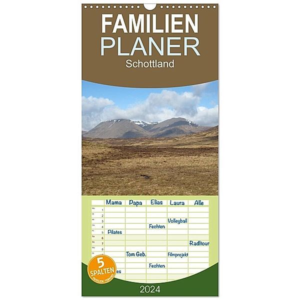 Familienplaner 2024 - Schottland mit 5 Spalten (Wandkalender, 21 x 45 cm) CALVENDO, ~bwd~