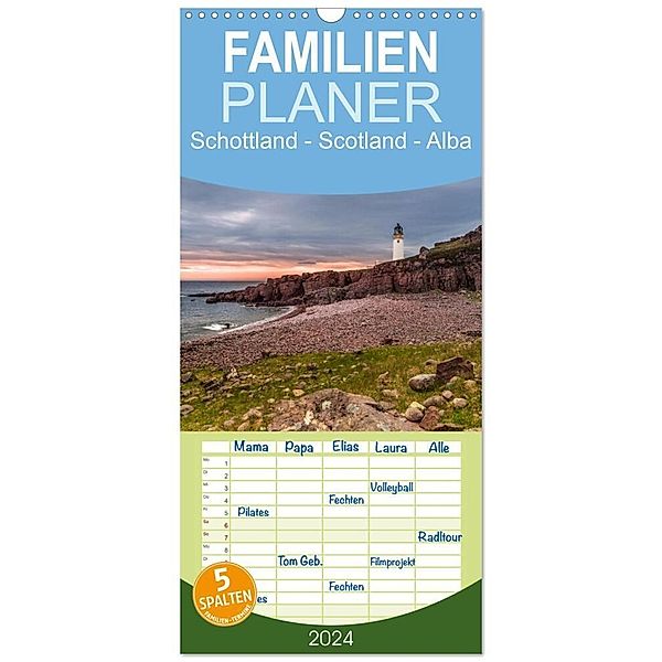 Familienplaner 2024 - Schottland - Scotland - Alba mit 5 Spalten (Wandkalender, 21 x 45 cm) CALVENDO, Heiko Eschrich