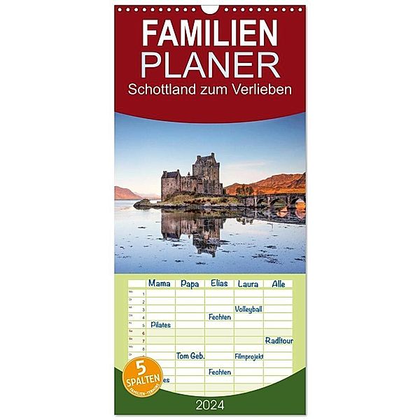 Familienplaner 2024 - Schottland zum Verlieben mit 5 Spalten (Wandkalender, 21 x 45 cm) CALVENDO, Anne Berger