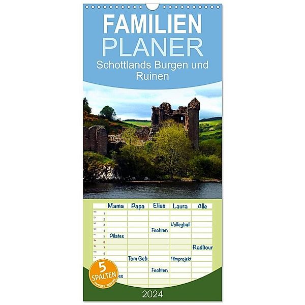 Familienplaner 2024 - Schottlands Burgen und Ruinen mit 5 Spalten (Wandkalender, 21 x 45 cm) CALVENDO, Gabriela Wernicke-Marfo